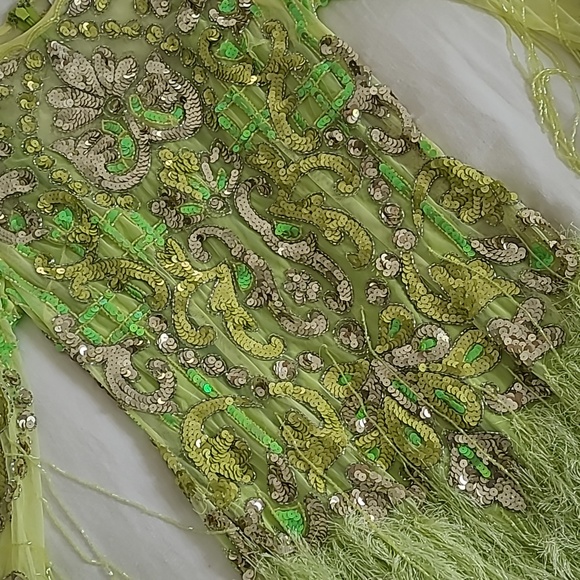 ASOS EDITION embellished sequin and fringe mini dress with faux feather hem - Picture 6 of 12